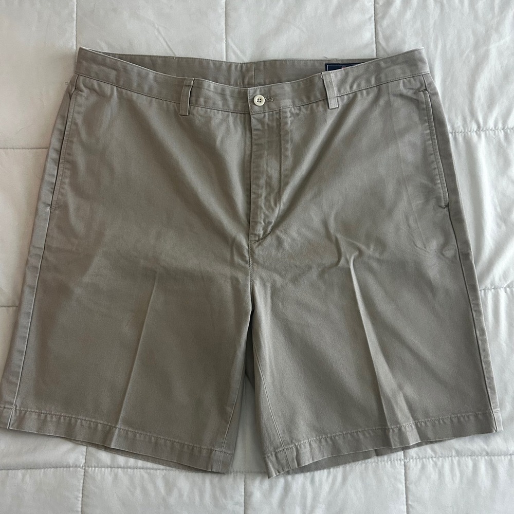 Vineyard Vines Mens 38 Breaker Shorts Khaki Tan Cotton Twill Flat Front 9 Inseam